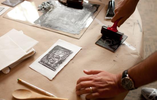 Photo of someone making a print