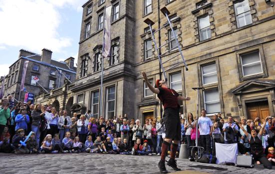 A performer on the streets of Edinburgh during the Fringe Festival