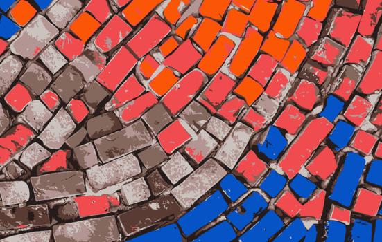 Red, blue, orange and brown bricks from the 'Cornerstones of culture: Commission on Culture and Local Government summary report'