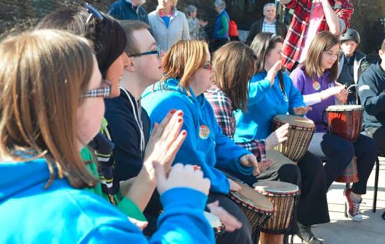 Photo of young people drumming