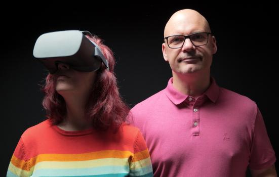 Gemma and Kelman Greig-Kicks - Gemma wearing a VR headset