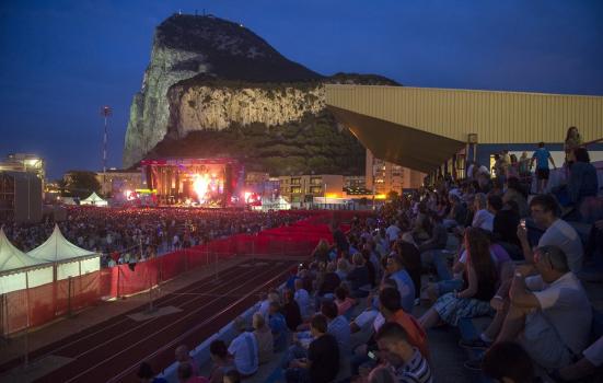 Photo of a crowd in front of a stage in Gibraltar