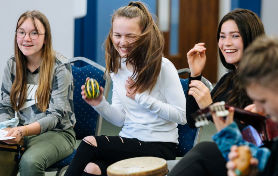 pupils take part in a music lesson