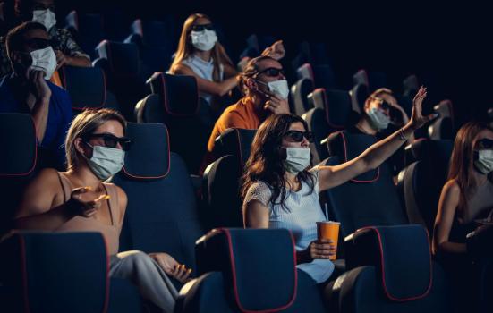 Masked audience members