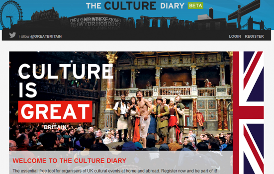 Screenshot of Culture Diary website