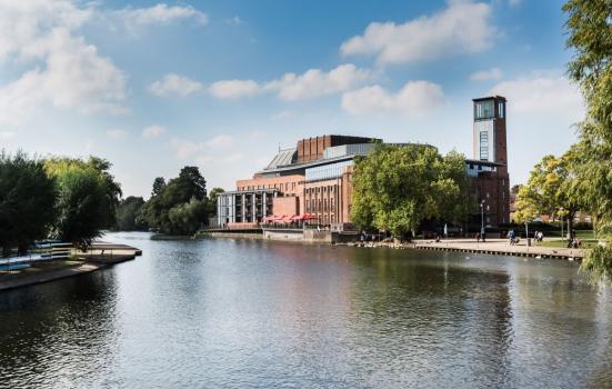 Royal Shakespeare Theatre view over River Avon, 2015.
