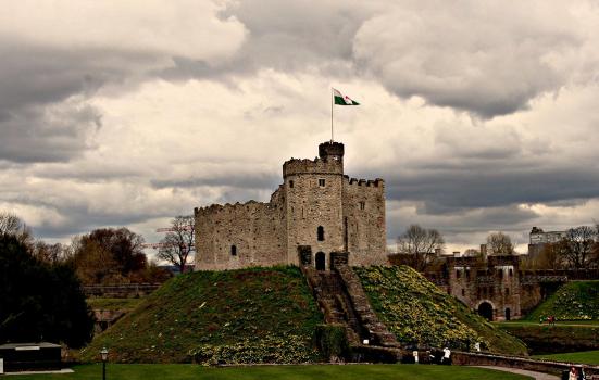 Cardiff Castle on a cloudy day