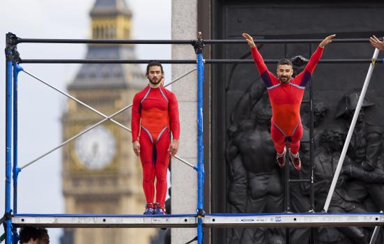 Photo of dancers leaping in front of Big Ben