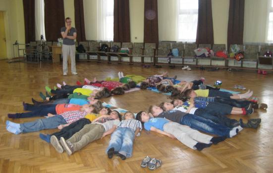 Photo of children lying on floor