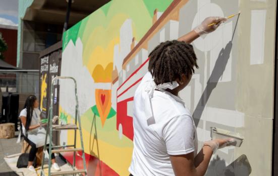 Community mural being painted in Peckham Square: an example of the kind of work that can be funded through CIL