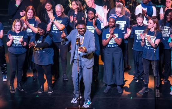 Kwame Kwei-Armah at the curtain call for Our National Health Stories