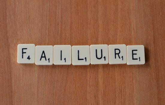 Photo of 'Failure' spelled with scrabble tiles