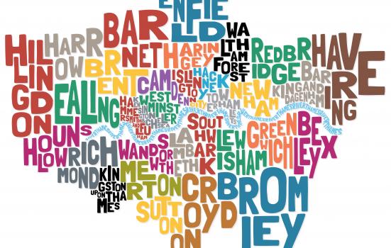 A graphic of London boroughs