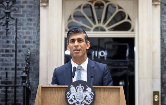 Rishi Sunak's first speech as PM. He is speaking in front of No. 10 Downing Street.