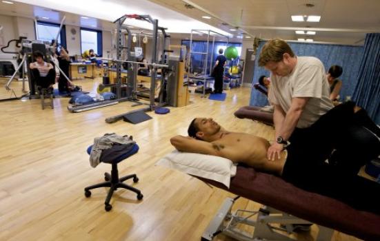 A dancer being treated at Birmingham Royal Ballet's Jerwood Centre for the Prevention and Treatment of Dance Injuries