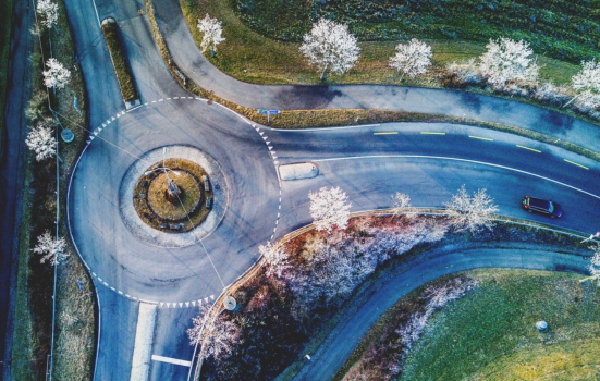 overhead view of a roundabout