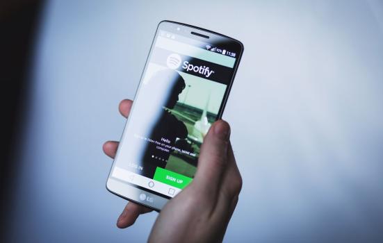 A music streaming app on a mobile phone