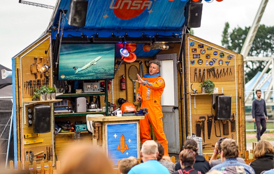 Unlimited Theatre performs How I Hacked My Way Into Space at Bluedot 2018