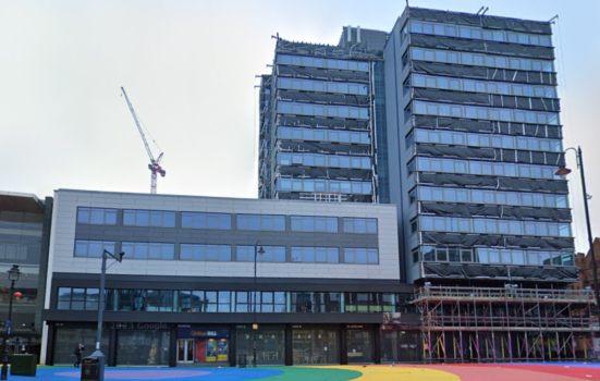 A Streetview image of the 11-storey office block adjacent to Bristol Hippodrome